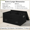75 Quarts Extra Large Decorative Storage Bins with Lids, 3 Packs Black Collapsible Storage Bins with Lids, Stackable Storage Bins Decorative Box Storage With Lid Extra Large by CozyNest Decor