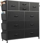 WLIVE Dresser for Bedroom with 10 Drawers, Fabric Dresser Chest of Drawers with Side Pockets and Hooks, Sturdy Metal Frame, Drawers Organizer Unit for Living Room, Hallway, Black by TinyTreasures Baby Boutique
