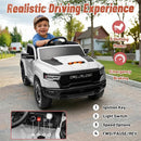 Licensed Ram 1500 Ride on Toys for Kids 4-8, Ride-on Electric Car for Kids with Remote Control, Battery Powered with Car Key/Gear Selector, LED Light/Music/MP3, Back Storage (White) by TinyTreasures Baby Boutique