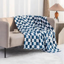 LOMAO Throw Blankets Flannel Blanket with Checkerboard Grid Pattern Soft Throw Blanket for Couch, Bed, Sofa Luxurious Warm and Cozy for All Seasons (Navy, 60"x80") by CozyNest Decor