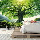 FENDROM Nature Green Big Tree Wall Tapestry Landscape Forest Mountains Sunshine Through Tree of life 3D Print Wall Art for Bedroom Living Room Dorm Decor by CozyNest Decor