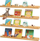 Scalloped Baby Book Shelf,Floating Shelves for Wall Set of 4 Natural Solid Pine Wood Nursery Bookshelves with Wave Lip for Bedroom Kids, Toddler Room, Baby Room, Nursery Decor(Natural,60cm) by TinyTreasures Baby Boutique