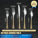 Hammered Silver Gold Silverware Set for 8,Stainless Steel 40-Piece Modern Cutlery Set,Mirror Polished Heavy Duty Flatware Set Utensil Set,Knives Spoons and Forks Set,Dishwasher Safe by CozyNest Decor