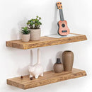 Floating Shelves for Wall, 24" Live Edge Solid Elm Wood Floating Shelf, Wall-Mounted Display Shelves with Invisible Heavy-Duty Metal Bracket, Floating Shelf for Kitchen (Natural, Set of 2) by CozyNest Decor