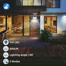 Peasur Solar Powered Lights Outdoor Motion Sensor, 2 Pack 140 LED Fence Light Waterproof, White Frame Security Wall Lighting for Outside Deck Yard Patio House Step by GreenHaven Gardens