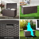 80 Gallon Pro Outdoor Storage Box Waterproof Lockable Resin Deck Box Large, Patio Storage Bin for Pool Accessories Cushion Furniture, Garden Tools, UV-Resistant Outside Delivery Brown by CozyNest Decor