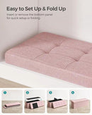 SONGMICS MAZIE Collection - 43 Inches Folding Storage Ottoman Bench, Ottoman Foot Rest, End of Bed Bench, Storage Chest, Load 660 lb, for Living Room, Bedroom, Entryway, Jelly Pink ULSF077R11 by CozyNest Decor
