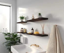 Wood Floating Shelves for Wall Decor, Rustic Wall Shelves for Bedroom Bathroom Kitchen Living Room, Set of 6 Walnut by CozyNest Decor