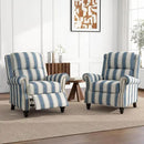UIXE Pushback Recliner Chairs Set of 2, Fabric Overstuffed Armchair Push Back Accent Chair for Living Room, Rivet Trim Club Chair Home Theater Bedroom Side Reading Seats - Strip Navy by CozyNest Decor