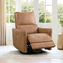 CHITA Power Recliner Chair Swivel Glider, FSC Certified Upholstered Faux Leather Living Room Nursery Reclining Sofa Chair with Lumbar Support, Cognac Brown by CozyNest Decor
