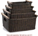 The Basket Lady Pole Handle Wicker Storage Basket, Small, 14 in L x 10 in W x 7.5 in H, Antique Walnut Brown by GreenHaven Gardens