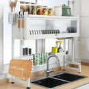 Dish Drying Rack, 3-Tier Over Sink Dish Drying Rack, 33.5" Sink Dish Rack for Small Kitchen, Space-Saving Sink Dish Rack with Cover, Baskets, Utensil, Large Kitchen Storage Organizer White by CozyNest Decor