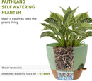 FaithLand 3-Pack Large Planter Pots, 12 10 9 Inch Self Watering Flower Pots for Indoor Outdoor Garden Plants, Green with Brown by CozyNest Decor