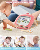 Kikapabi Toddler Magnetic Drawing Board - 1st Birthday Gifts for 1 2 3 Year Old Girls & Boys, Learning Doodle Board, Educational Toys for Baby (Pink) by TinyTreasures Baby Boutique