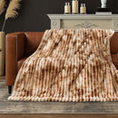 Amélie Home Faux Fur Throw Blanket for Couch, Cozy Fuzzy Fluffy Fur Luxurious Soft Striped Plush Gift Blankets for Family Sofa Chair Bed Living Room Bedroom, 55"x70", Tie-dye Khaki by CozyNest Decor