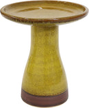 Sunnydaze 21" H Ceramic Bird Bath for Outside - Hand-Painted Outdoor Bird Bath Bowl, UV/Frost-Resistant Finish - Cognac Yellow - Ribbed Pedestal by GreenHaven Gardens