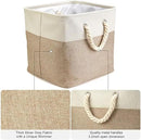 i BKGOO 3Pack Large Foldable Storage Bins，Collapsible Sturdy Cationic Fabric Organizing Storage Basket Cube with Cotton Handles for Home Office Shelf Clothes Toys White-Khaki 13×13×13 inch by CozyNest Decor