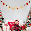 Valentine’s Day Party Decorations Felt XOXO Sign Triangle Pennant Banner Flag Buffalo Plaid Red Black Heart Burlap Garland with Wood Beaded for Wedding Birthday Valentine’s Day Party Supplies by CozyNest Decor