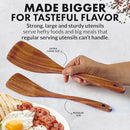 Zulay Kitchen Extra-Large 6-Piece Wooden Spoon Set - Smooth Teak Cooking Utensils - Comfort-Grip Non-Stick Turner, Spatula, Skimmer, Fork, Serving Spoon by CozyNest Decor