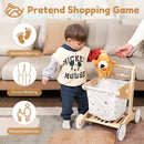 Wooden Baby Walker Doll Stroller | Adjustable Speed Shopping Cart for Toddlers 1-3 | Baby Push Walker - Pretend Play Grocery Cart | Natural Wood Stroller Push Toys for Babies Learning to Walk by TinyTreasures Baby Boutique