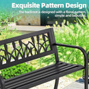 AVAWING Outdoor Bench, 2-Person Garden Benches for Outside, Metal Frame Patio Seating with Floral Pattern Backrest, Armrests for Lawn, Park, Porch, Entryway, Black by CozyNest Decor