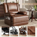 Large Dual Motor Power Lift Recliner Chair with Massage and Heat for Elderly People, Infinite Position,USB Ports and Remote Control,Breathable Leather (Red Brown) by CozyNest Decor