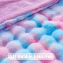 NEWCOSPLAY Faux Fur Twin Blanket Purple Rainbow Luxury Fluffy Thick Warm Bubble Blanket for Couch Sofa Bed 700GSM (Purple Rainbow, Twin(60"x80")) by CozyNest Decor