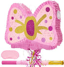 WERNNSAI Pink Bow Piñata - Girls Birthday Party Decoration Bow Tie Piñata with Blindfold and Bat for Kids Princess Theme Party Supplies favors by TinyTreasures Baby Boutique