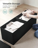 SONGMICS MAZIE Collection - 43 Inches Folding Storage Ottoman Bench, Ottoman Foot Rest, End of Bed Bench, Storage Chest, Load 660 lb, for Living Room, Bedroom, Entryway, Ink Black ULSF077B01 by CozyNest Decor