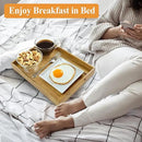 3 Pack Acacia Wood Serving Tray with Handles, Decorative Serving Trays Platter for Breakfast in Bed, Lunch, Dinner, Patio, Ottoman, Coffee Table, BBQ, Party, Great for Lap &Couch (Set of 3) by CozyNest Decor