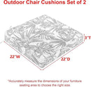 Favoyard Outdoor Chair Cushion 22 x 22 x 3 In Waterproof Pattern Fade Resistant Cushions for Patio Furniture with Removable Cover Attach Straps 28D Foam Insert Cushions Pads for Seat Sofa Couch 2 Pack