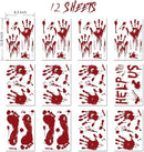 Halloween Window Clings Decorations, Bloody Handprint and Footprint Stickers, Scary Halloween Party Decor for Windows and Cars, Indoor/Outdoor Use - 12 Sheets by CozyNest Decor