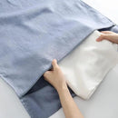Linen Hanging Laundry Bag, 100% Linen Over The Door Laundry Hamper with Buttons and Zipper, Space Saving Door Hampers for Laundry Dirty Clothes Home Travel, Blue by CozyNest Decor