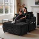 Accent Chair with Storage Ottoman Upholstered Living Room Chairs for Reading Chair with Chaise Lounge Chairs Indoor, Comfortable Armchair for Bedroom by CozyNest Decor