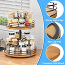 Lazy Susan Turntable Organizer Adjustable - 2 Tier Wood Rotating Spice Rack 12 Inch Lazy Susan for Kitchen Countertop Cabinet Pantry Cupboard Dining Table Bathroom Coffee Bar Home Storage by CozyNest Decor