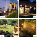 pearlstar Hot Air Balloon Solar Lantern with Flickering Flame Light Outdoor Solar Hanging Lights Waterproof for Garden Yard Farmhouse Outside Decoration,Stained Glass Blue and White by GreenHaven Gardens