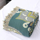 Snycler Boho Throw Blanket for Bed - 100% Cotton Ultra Soft Rustic Quilt - Green Boho Floral Printed Farmhouse Decor Bed Blankets, 80"×90" All Season Rustic Throw for Sofa Couch Chair by CozyNest Decor
