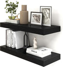 Deep Floating Shelves for Wall | 30W x 12D Black Floating Shelves Set of 2 | 12 Inch Deep Wall Shelves for Living Room Bathroom Laundry Room Bedroom Kitchen Home Office - Black by CozyNest Decor
