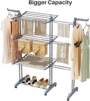 Kitstorack Clothes Drying Rack - Foldable Movable Clothes Rack Drying 30.0" W to 59.0" W Extensible Drying Rack Clothing Oversized 4-Tier Stainless Steel Large Clothes Rack Drying Indoor and Outdoor by TinyTreasures Baby Boutique