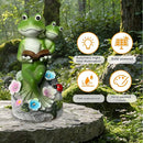 Frog Garden Statue,Frog Garden Decor,Solar Frog Statue Sitting on a Stone Reading a Book with 5 LEDs for Lawn Patio Yard Porch Decoration, Outdoor Garden Decor, yijiayi-008 by GreenHaven Gardens
