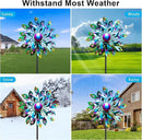 51.9" Peacock Solar Wind Spinner Outdoor Decor – Waterproof LED Lighted Garden Art with Adjustable Metal Pole, IP65 Weather Resistant for Yard, Patio by CozyNest Decor