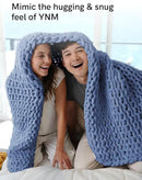 YnM Chunky Throw Blanket, Medium-Weight, Hand Knitted with Chenille Yarn, Skin Friendly, Ventilated and Breathable, Machine Washable, Home Décor Piece for Couch Sofa and Bed (Chambray Blue 30x40 Inch) by CozyNest Decor