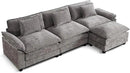 URRED Modular Sectional Sofa Comfy Cloud Couch, Modern Chenille Sofa Sleeper Deep Seat Couches with Ottoman/Pillows for Living Room (Gray, 117''- L Shape) by CozyNest Decor