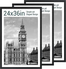 24x36 Poster Frame 3 Pack - Black Woodgrain, Solid Wood Picture Frame, Wall Gallery Frame - Wall Hanging by CozyNest Decor