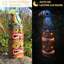 Tiki Totem Pole-Solar Tiki Statue Head Decor - 12.32 inch Tall Tiki Decorations for Tiki Bar Outdoor Patio Balcony Yard Backyard by GreenHaven Gardens