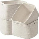 Storage Baskets for Organizing & Shelves, Woven Cotton Rope Organization Bins for Dog Toys, Clothes, Books, Nursery Organizer, 15" Lx11''Wx9.5''H, (4 Packs) Off White by CozyNest Decor