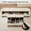 110" Modular Sectional Sofa, Convertible Sleeper Sofa Couch Bed with Adjustable Backrest, U-Shaped Chenille Cloud Couch with Ottoman Storage, Deep Seat Couches for Living Room,Beige by CozyNest Decor