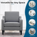 VINGLI Mid Century Modern Accent Chair, Light Grey Fabric Accent Chairs for Living Room Upholstered Armchair with Scooped Arms for Bedroom, Apartment, Studio, Office, Waiting Room by CozyNest Decor