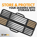 Premium Kabob Skewers 23 inch Long and 5/8 inch Wide Stainless Steel Flat Reusable Metal Skewers for Grilling BBQ - Chicken Kebab, 8pc Set with Bag by GreenHaven Gardens