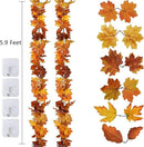 DearHouse 2 Pack Fall Maple Leaf Garland - 5.9Ft/Piece Hanging Vine Artificial Autumn Foliage for Thanksgiving, Home, Wedding, Fireplace, Party, Christmas Decor (Light Orange) by CozyNest Decor